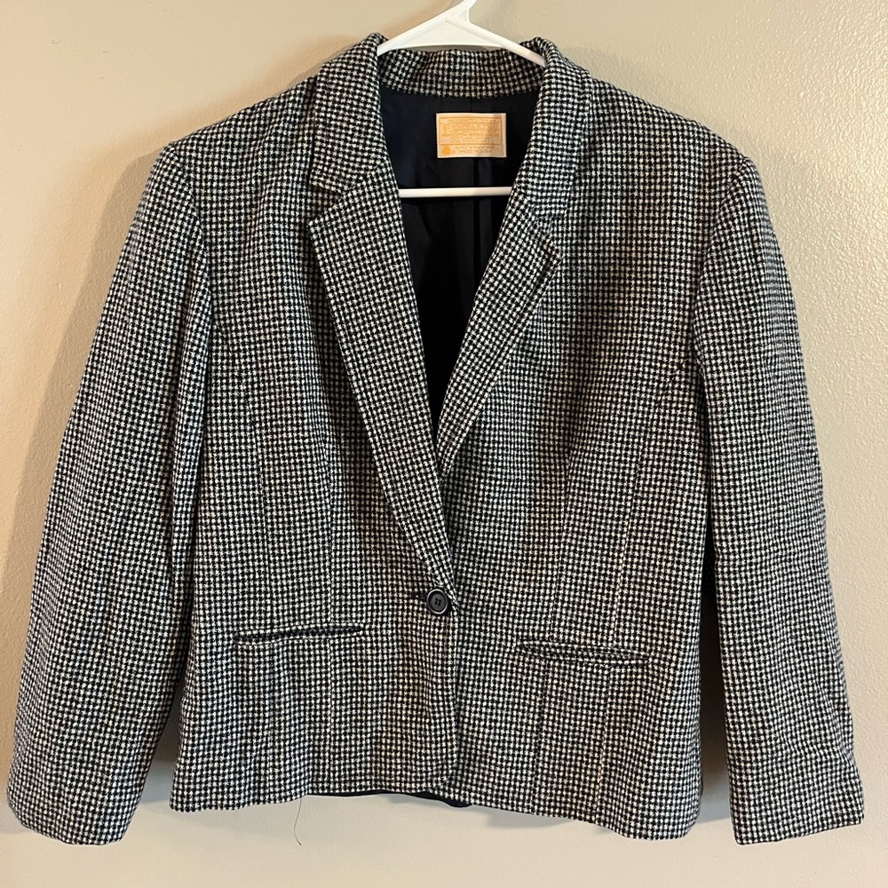 Pendleton Black and White Houndstooth Blazer